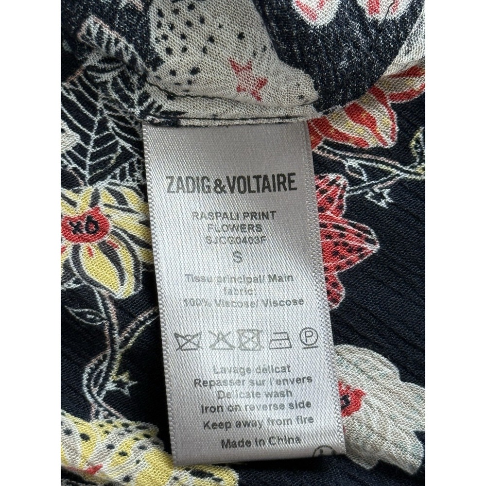 Zadig & Voltaire Raspali Print Mini Dress Sz Small Floral Drop Waist Puff Sleeve - Picture 6 of 10